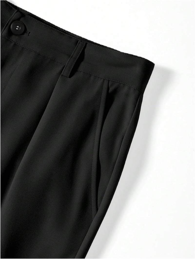 Men’s High Waist Pleated Slim Fit Twill Dress Pants