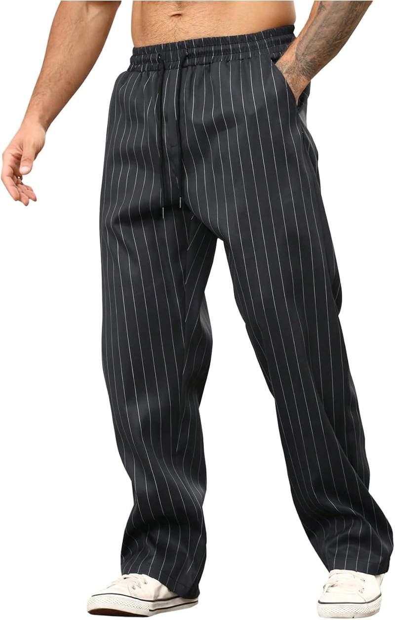 Men’s Subtle Stripe Straight Leg Casual Pants