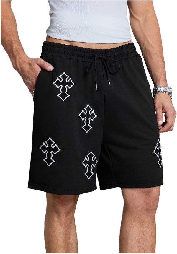 Men’s Gothic Cross Graphic Quick Dry Track Workout Shorts