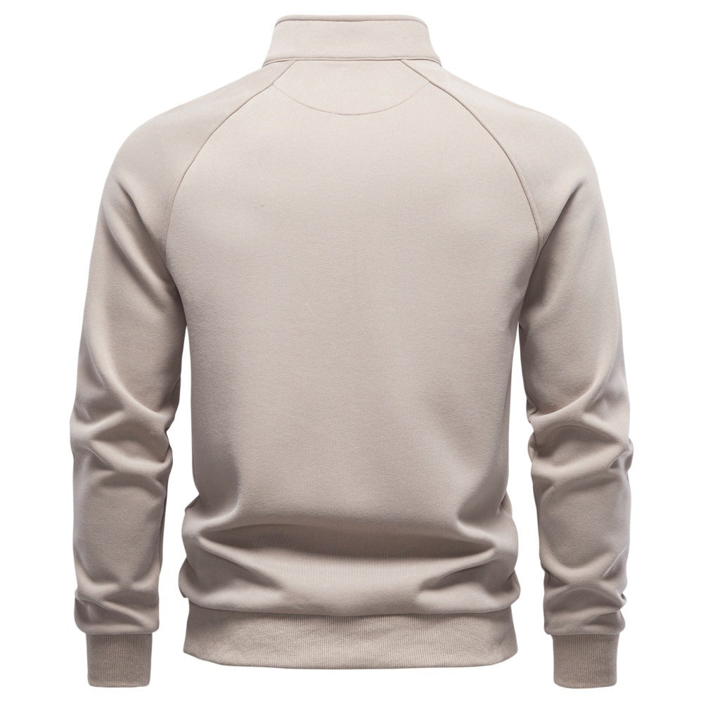 Men’s Raglan Quarter Zip Cotton Sweatshirt