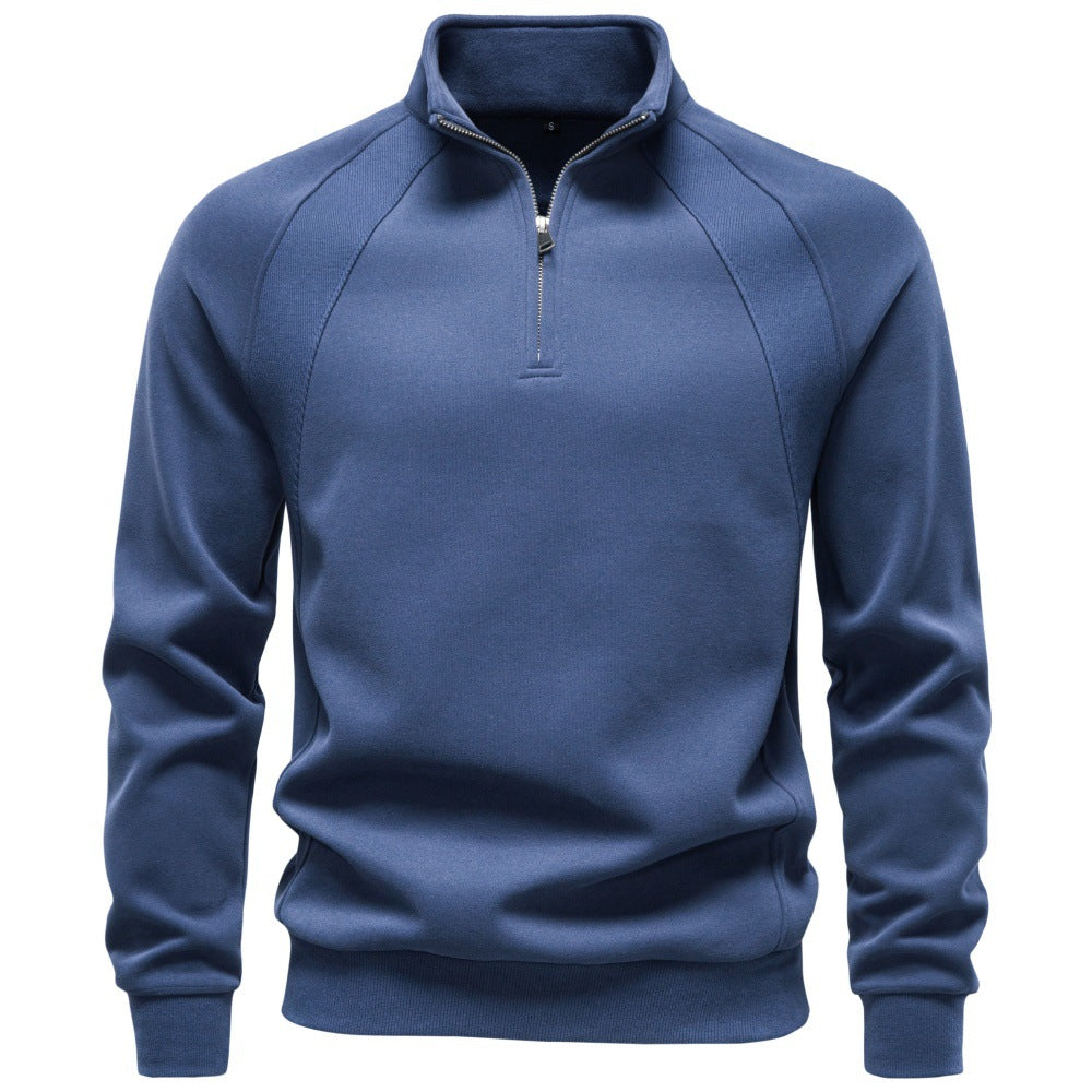 Men’s Raglan Quarter Zip Cotton Sweatshirt