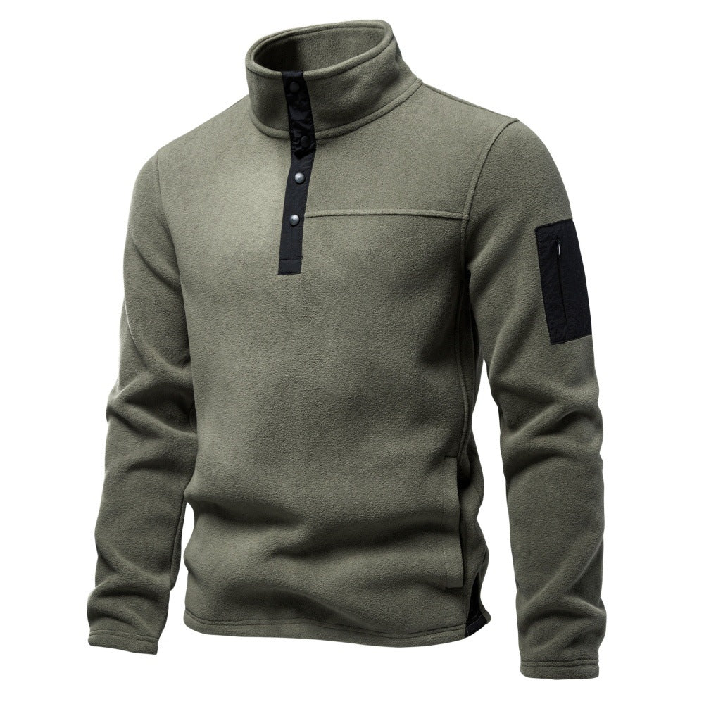 Men’s Snap Button Stand Collar Sweatshirt