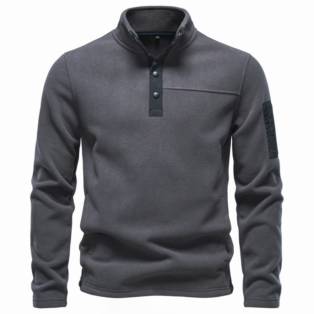 Men’s Snap Button Stand Collar Sweatshirt