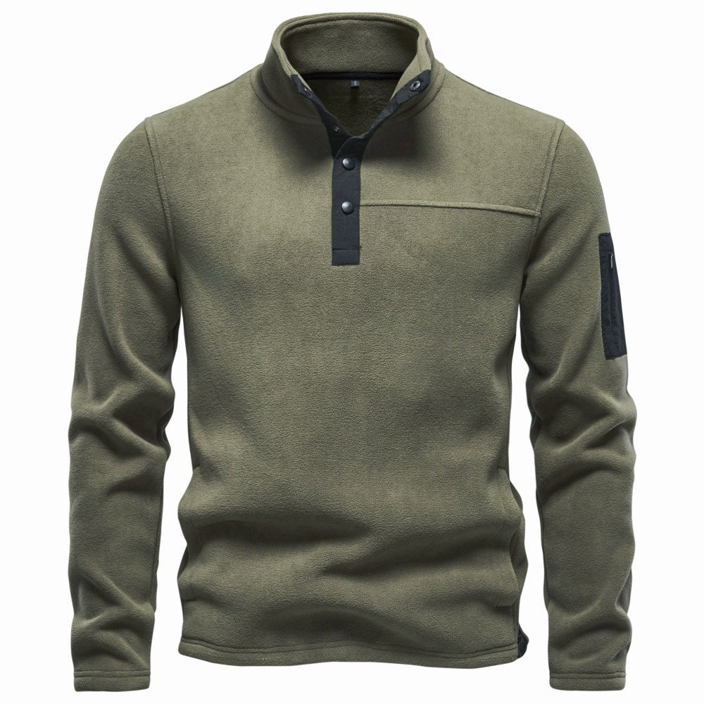 Men’s Snap Button Stand Collar Sweatshirt