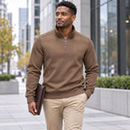 Men’s Quarter Zip Cotton Blend Sweatshirt