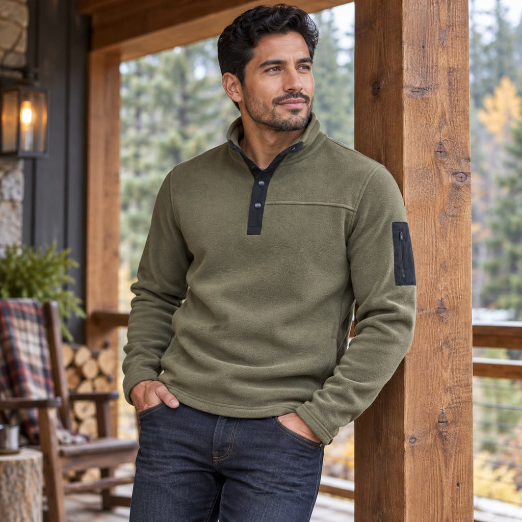 Men’s Snap Button Stand Collar Sweatshirt