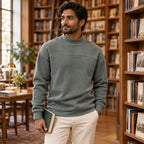 Men’s Mock Neck Pullover Sweatshirt