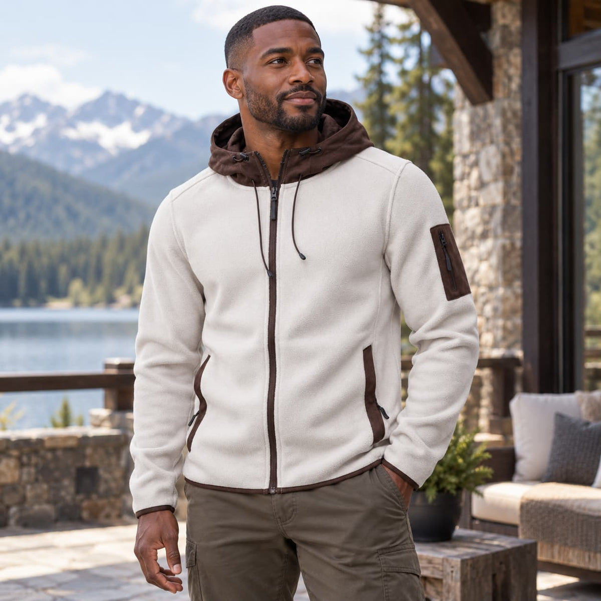 Men’s Colorblock Full Zip Hooded Jacket