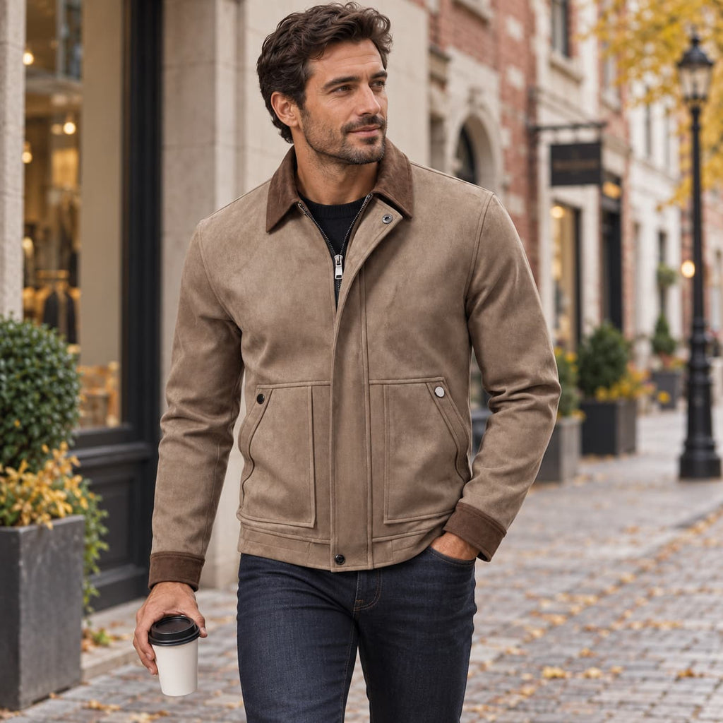 Men’s Textured Zip Front Casual Jacket